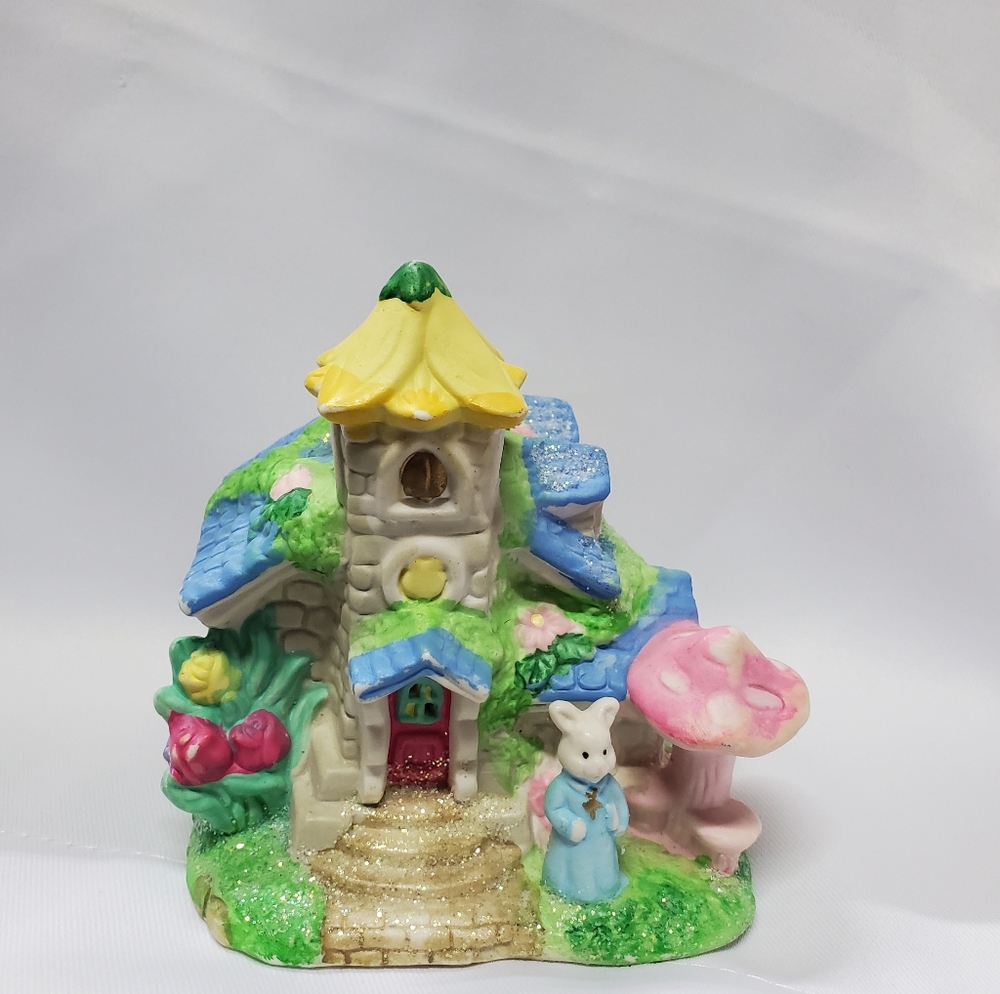Easter Village House CHURCH Lights up Easter Bunny House Hoppy Hollow 2003